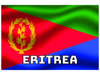 Eritrea Waving national flag with name of country, for background. original colors and proportion. Vector illustration symbol and element, from countries set