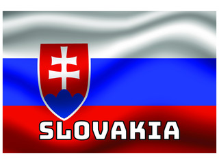 Obraz premium Slovakia Waving national flag with name of country, for background. original colors and proportion. Vector illustration symbol and element, from countries set
