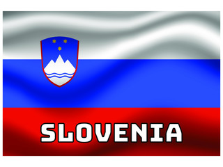 Slovenia Waving national flag with name of country, for background. original colors and proportion. Vector illustration symbol and element, from countries set