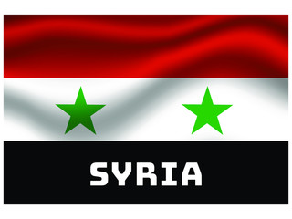 Syria Waving national flag with name of country, for background. original colors and proportion. Vector illustration symbol and element, from countries set