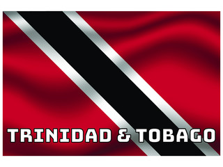 Trinidad and Tobago  Waving national flag with name of country, for background. original colors and proportion. Vector illustration symbol and element, from countries set