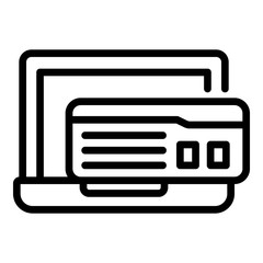 Obraz premium Laptop and ticket icon. Outline laptop and ticket vector icon for web design isolated on white background