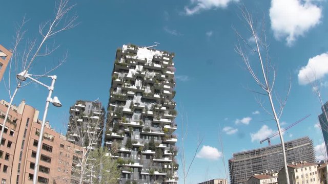 Vertical Forest (Bosco Verticale) modern residential buildings in Porta Nuova district of Milan. Italy.