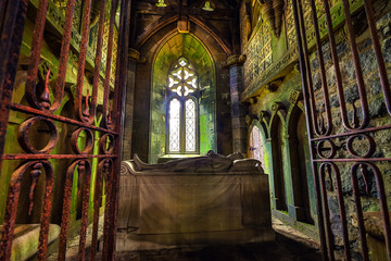 Ancient Scottish medieval buildings and beautiful landscape of traditional nature.