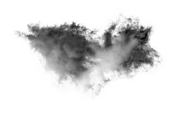 Black smoke isolated on a white background
