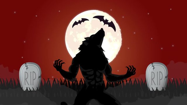 halloween dark scene with werewolf character