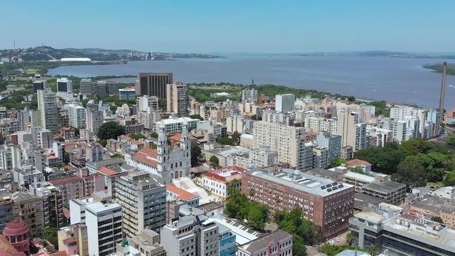 Catholic White Church Nossa Senhora das Dores (Porto Alegre, Brazil) aerial view