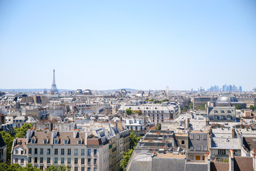 Fototapeta na wymiar The Paris skyline as seen from the observation deck of Centre Pompidou