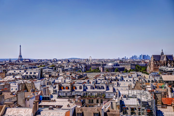 Fototapeta na wymiar The Paris skyline as seen from the observation deck of Centre Pompidou