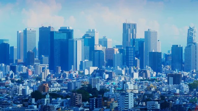 東京　高層ビル群　タイムラプス