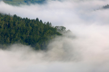 Sea of clouds in the mountains of Croatia