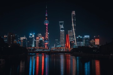 Fototapeta premium night city buildings