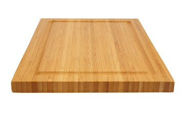 Natural brown wooden cutting board. Chopping board isolated on white background