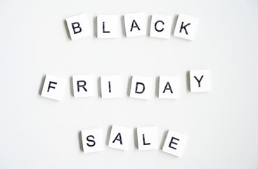 Black Friday Sale text on White table background,Business Concept.