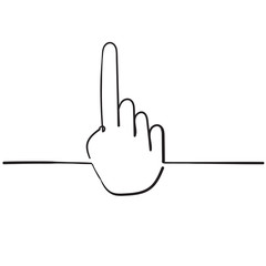 Clicking hand linear icon handdrawn doodle style