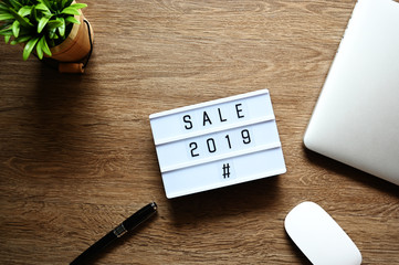 Sale 2019 Business Concept flat lay,minimal style