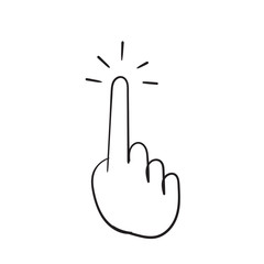 Clicking hand linear icon handdrawn doodle style