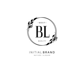 B L BL Beauty vector initial logo, handwriting logo of initial signature, wedding, fashion, jewerly, boutique, floral and botanical with creative template for any company or business.