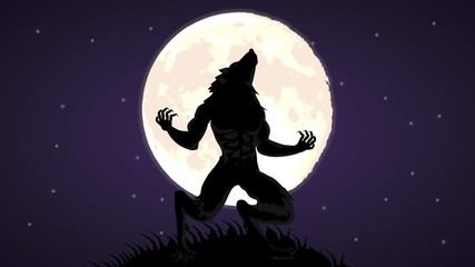 halloween dark scene with werewolf character