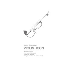 Vector drawn violin. Isolated on white background.	