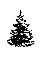 Hand drawn Christmas tree isolated on white. Vector illustration in sketch style. Christmas design element