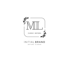 M L ML Beauty vector initial logo, handwriting logo of initial signature, wedding, fashion, jewerly, boutique, floral and botanical with creative template for any company or business.