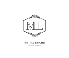 M L ML Beauty vector initial logo, handwriting logo of initial signature, wedding, fashion, jewerly, boutique, floral and botanical with creative template for any company or business.
