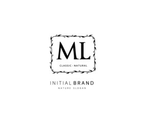 M L ML Beauty vector initial logo, handwriting logo of initial signature, wedding, fashion, jewerly, boutique, floral and botanical with creative template for any company or business.
