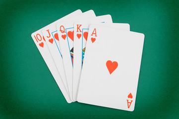 Cards on green table