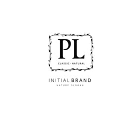 P L PL Beauty vector initial logo, handwriting logo of initial signature, wedding, fashion, jewerly, boutique, floral and botanical with creative template for any company or business.