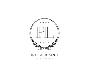 P L PL Beauty vector initial logo, handwriting logo of initial signature, wedding, fashion, jewerly, boutique, floral and botanical with creative template for any company or business.