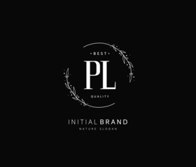 P L PL Beauty vector initial logo, handwriting logo of initial signature, wedding, fashion, jewerly, boutique, floral and botanical with creative template for any company or business.