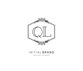 Q L QL Beauty vector initial logo, handwriting logo of initial signature, wedding, fashion, jewerly, boutique, floral and botanical with creative template for any company or business.