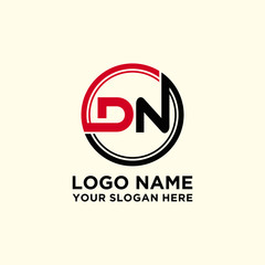 Circle logo with the letter DN inside. letters connecting with circles. Logo circle modern abstract