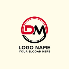 Circle logo with the letter DM inside. letters connecting with circles. Logo circle modern abstract