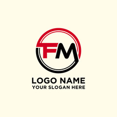 Circle logo with the letter FM inside. letters connecting with circles. Logo circle modern abstract