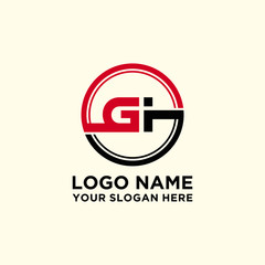 Obraz premium Circle logo with the letter GI inside. letters connecting with circles. Logo circle modern abstract