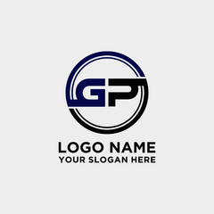 Circle logo with the letter GP inside. letters connecting with circles. Logo circle modern abstract