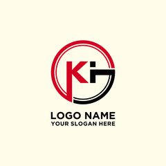 Circle logo with the letter KI inside. letters connecting with circles. Logo circle modern abstract