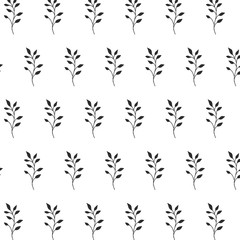 Fototapeta na wymiar Vector pattern with branches with leaves. Floral minimalistic ornament on a white background