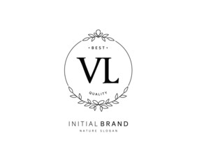 V L VL Beauty vector initial logo, handwriting logo of initial signature, wedding, fashion, jewerly, boutique, floral and botanical with creative template for any company or business.