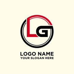 Circle logo with the letter LG inside. letters connecting with circles. Logo circle modern abstract