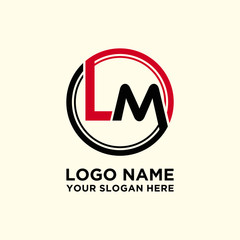 Circle logo with the letter LM inside. letters connecting with circles. Logo circle modern abstract