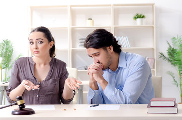 Young family in marriage divorce concept