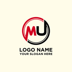 Circle logo with the letter MU inside. letters connecting with circles. Logo circle modern abstract