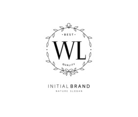 W L WL Beauty vector initial logo, handwriting logo of initial signature, wedding, fashion, jewerly, boutique, floral and botanical with creative template for any company or business.