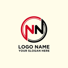 Circle logo with the letter NN inside. letters connecting with circles. Logo circle modern abstract