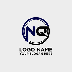 Circle logo with the letter NQ inside. letters connecting with circles. Logo circle modern abstract