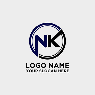 Circle logo with the letter NK inside. letters connecting with circles. Logo circle modern abstract