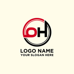 Circle logo with the letter OH inside. letters connecting with circles. Logo circle modern abstract